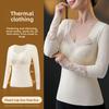 Lace Thermal Underwear Mesh V Neck Warmth Long Warm Top Women Thermal Clothes Girls Female