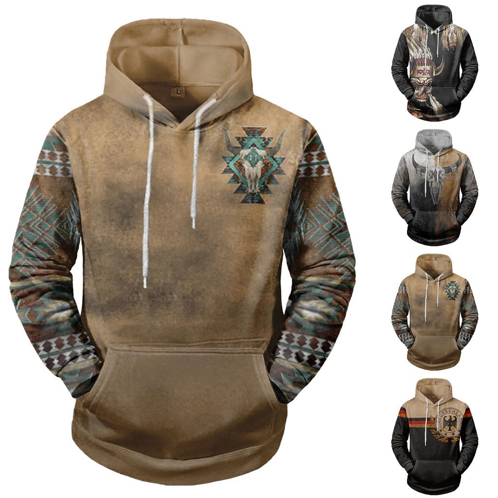 Fashion Print Loose Men's And Women's Long Sleeve Hooded Sweater
