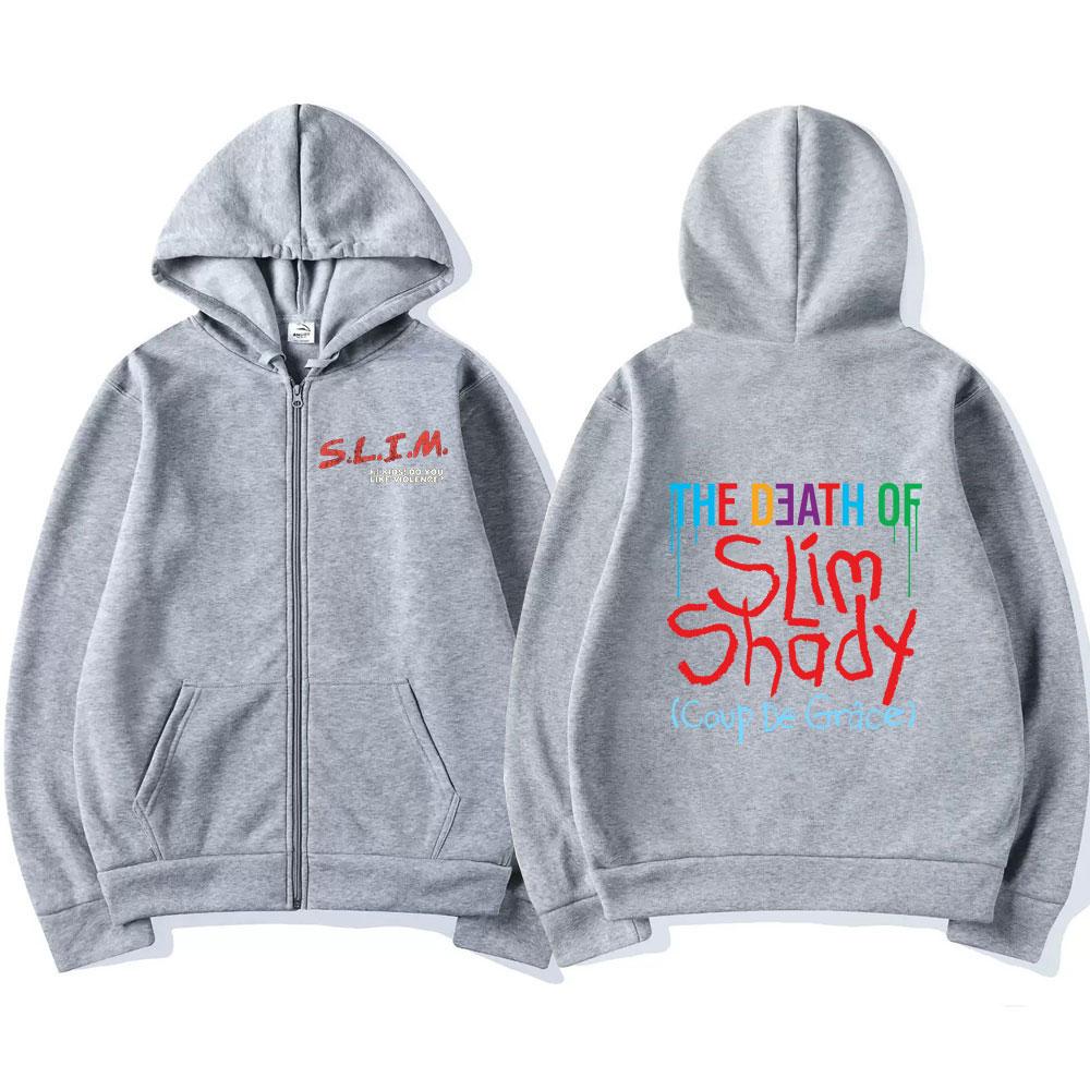 Rapper Eminem The Death of Slim Shady Album Zipper Hoodies Men Women Clothing Fashion Zip Up Hooded Sweatshirt Vintage Pullovers