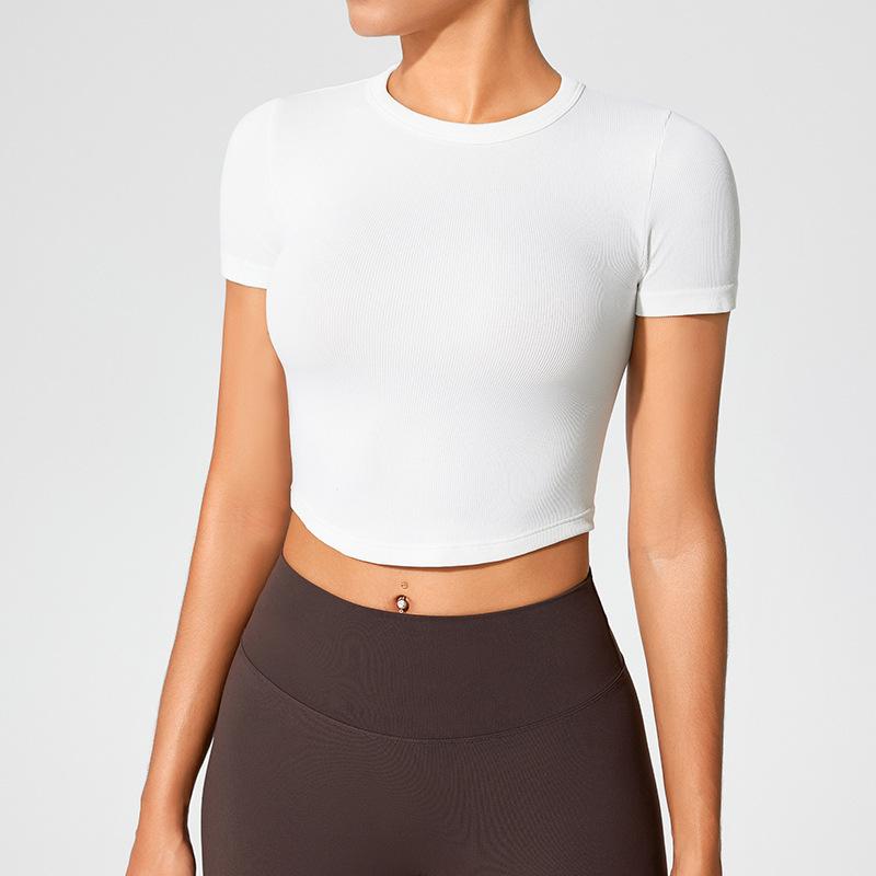 Women's Seamless Sports Top: Breathable, Short Sleeve Yoga and Running T-Shirt for Summer Fitness