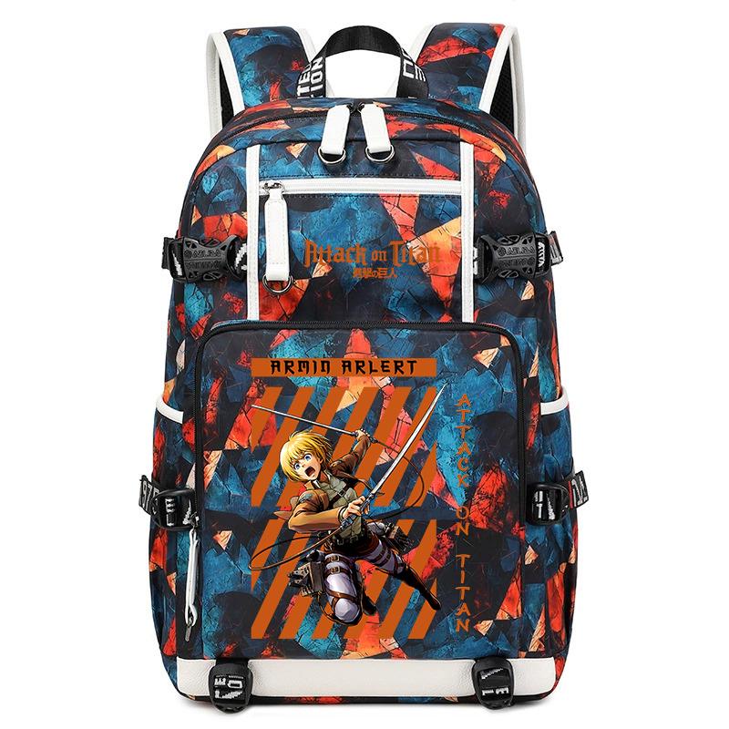 Attack On Titan Anime Print Student Backpack Large Capacity Casual Daypack for Boys Girls School Travel