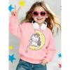 Kids Crewneck Sweatshirt, Cute Unicorn Moon Star Print Sweet Long Sleeve Top for Spring Autumn