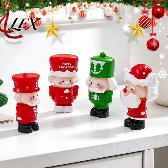 Winter Home Accents 2Pcs Mini Christmas Figurine, Cute Santa Claus Nutcracker Soldier Dolls, DIY Accessories Holiday Gift for Friends Micro Landscape