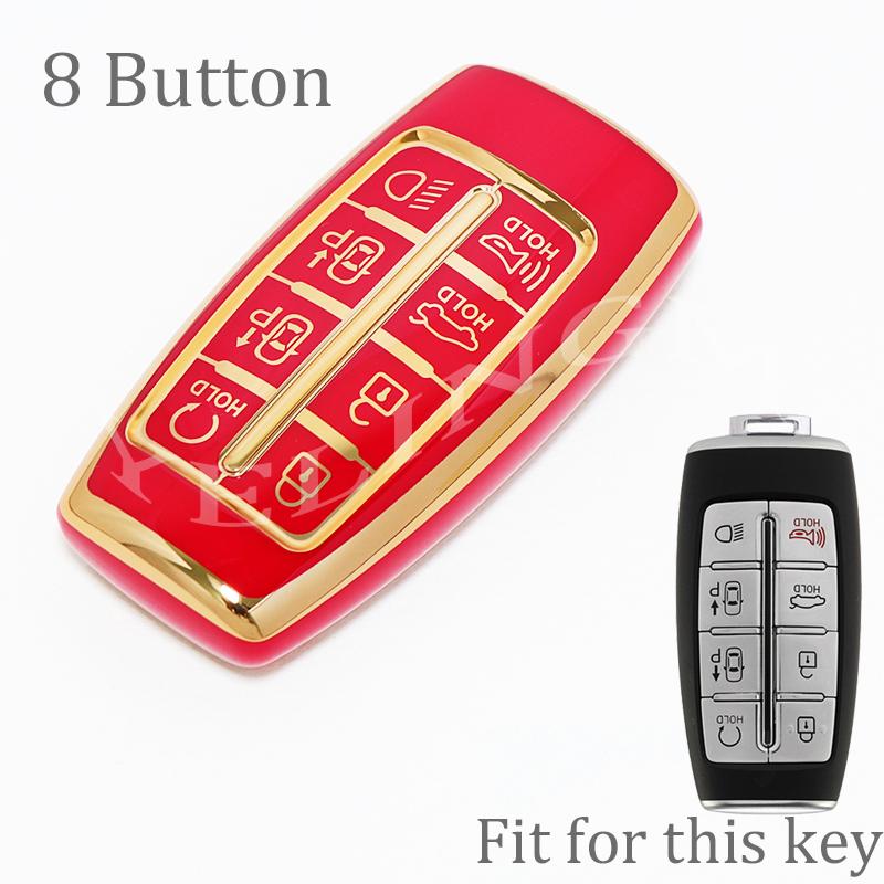 8 Button Car Tpu Key Case Cover Holder For Hyundai Genesis Gv70 Gv80 Gv90  -  Key Shell Keychain Protective Accessories