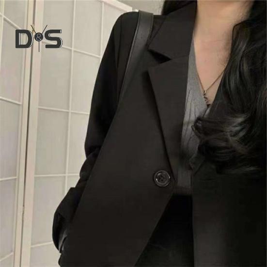 Dámský oblek Kabát Klopa Dlouhý rukáv Jednoprsový oblek Bunda Kapsy Design Jednobarevný Volný střih Business Outwear