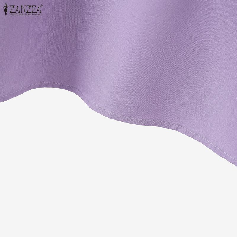 ZANZEA Dámská volná ležérní halenka s volánky, výstřihem do V a dlouhým rukávem