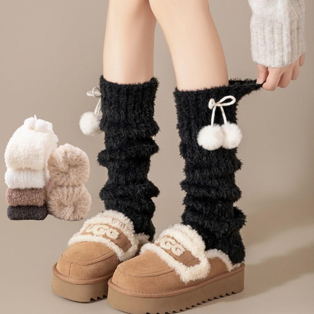 Beinschutz Damen Lange Strümpfe Y2K Schmetterlingsknoten Beinsocken Neu Winter Frotteesocken Geschenk