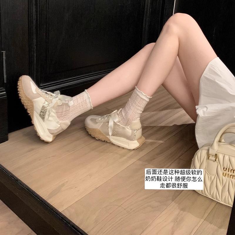 Silver Platform Heightening Shoes Casual Sports Versatile Grandma Shoes Little White Shoes