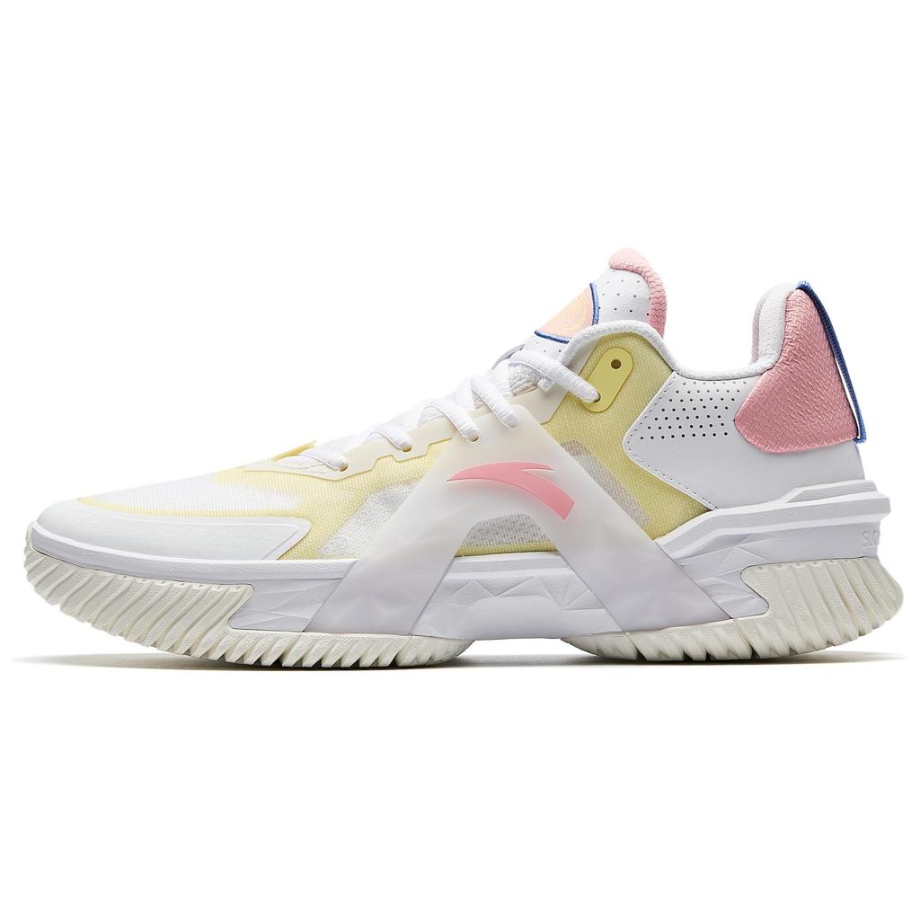 New Anta Space 5 Anti-Slip And Wear-Resistant Anti-Rollover Low-Top Basketball Shoes Men's White Yellow Pink 912521606Q-1