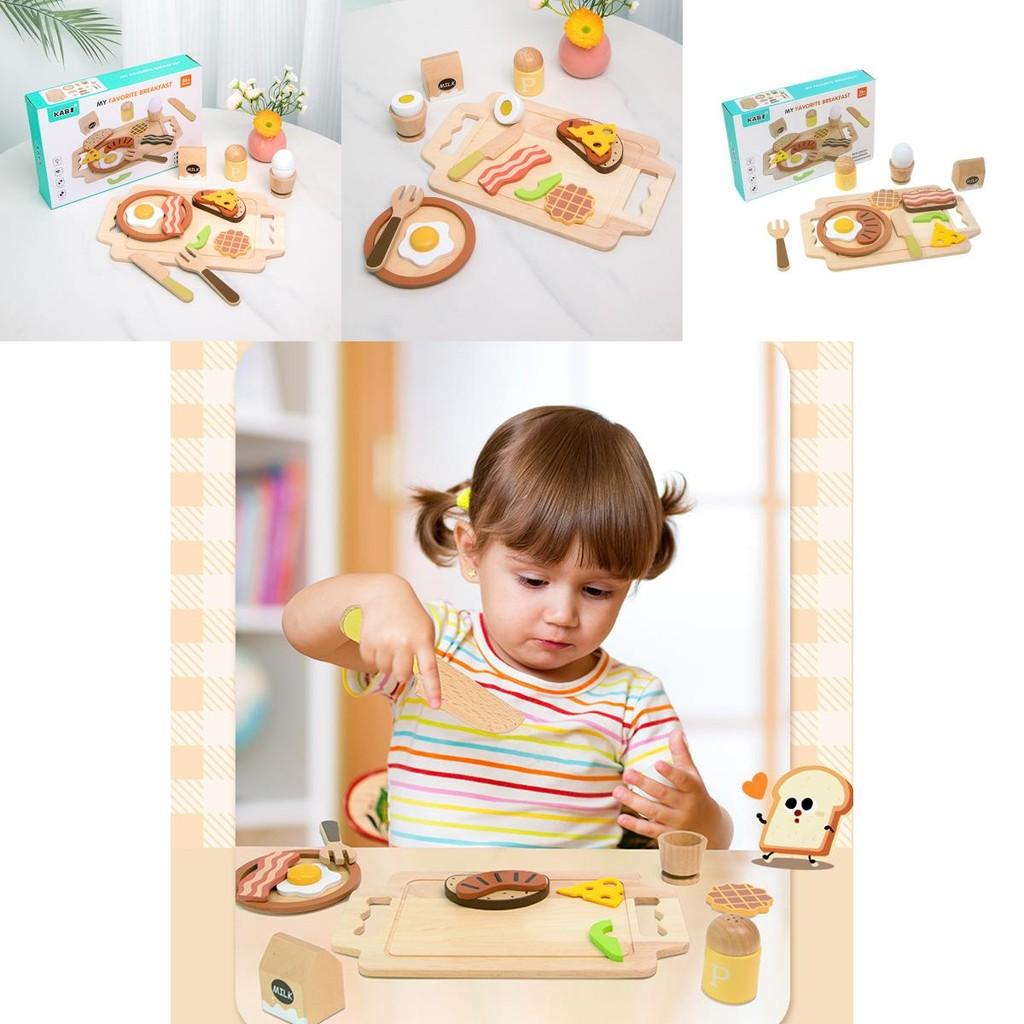 Wooden Role Play Breakfast Set For Kids With Imaginative Cooking And Cognitive Development