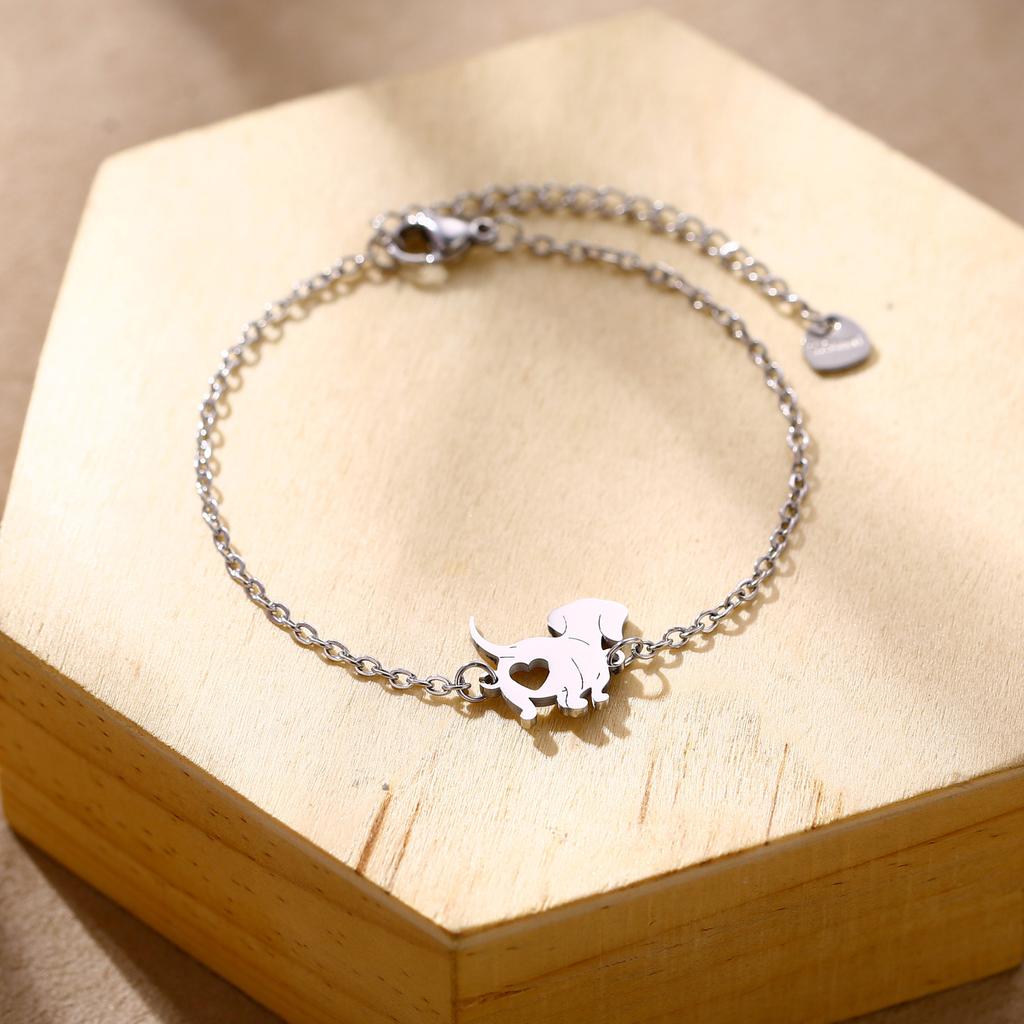Geometric Animal Bracelet Featuring Dog Cat Owl And Dolphin Charms Minimalist Fashion Jewelry