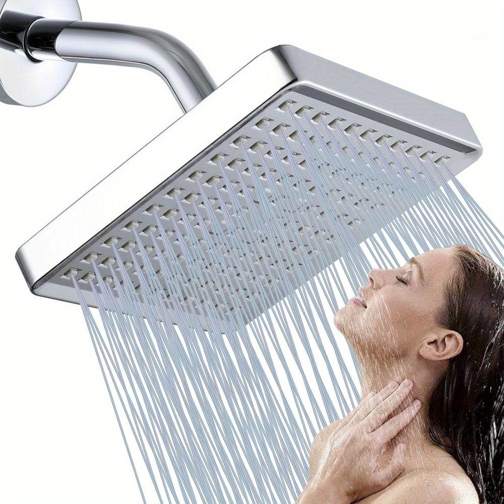 Easy Install Water Saving Rain Shower Head High Flow High Pressure Shower Head Square Adjustable Bathroom Shower Head Bathroom