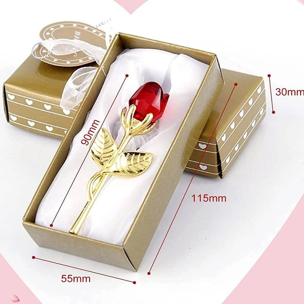 Glasros Mini Kristallblomma Konstgjorda Blommor Rumsdekoration Kontorsskrivbordsdekoration Bröllopsfest Alla hjärtans dag Gåva