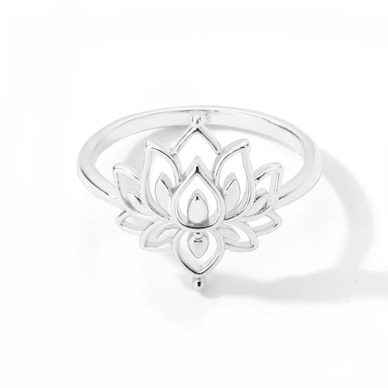 Vintage Lotus Rings for Women Teens Stainless Steel Wedding Ring Gothic Aesthetic copper Color Rings Zircon Gift bague femme