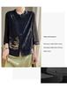 New Chinese Style Seven-Sleeve Xiangyun Yarn Jacket with Embroidered Stand Collar Faux Silk Shirt 