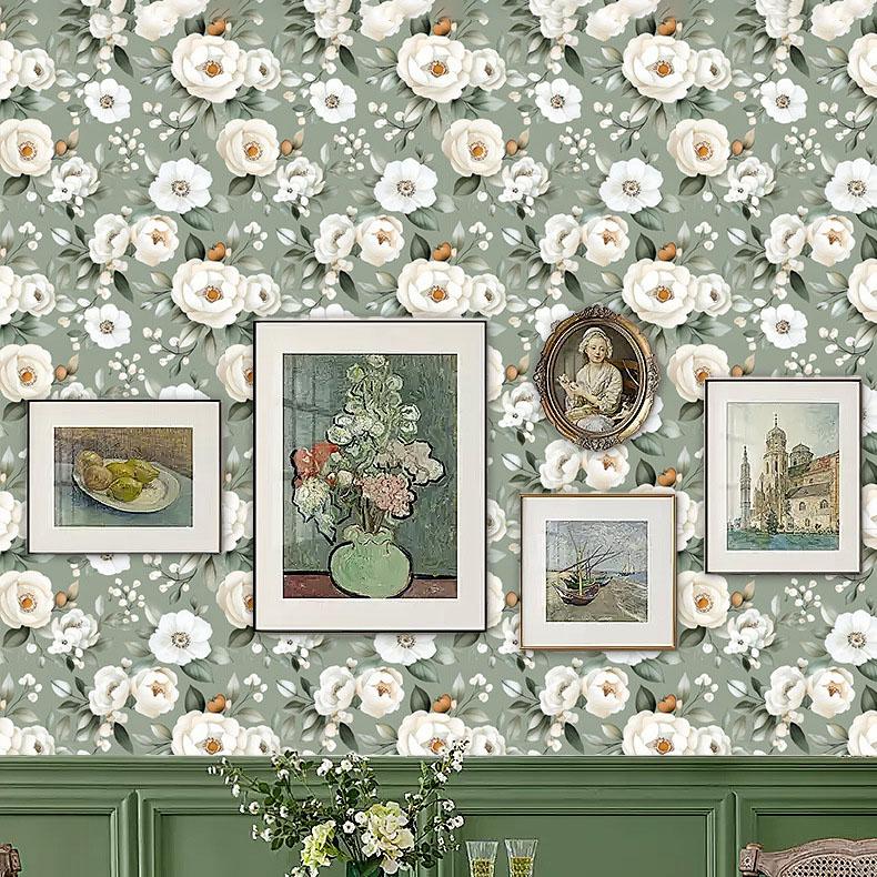 Vintage Blumen selbstklebende Tapete Aluminiumfolien-Rückseite Wasserdicht Abziehbar und Aufklebbar Wandaufkleber für Wohnzimmer Küche Badezimmer Heimdekoration