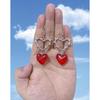 Original Gothic Thorn Red Heart Glass Earrings