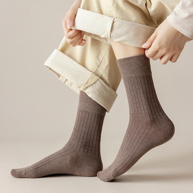 Female Spring and Autumn Tide Retro Pure Color All Go Together To Smoke In The Tube Cotton Socks