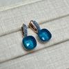 Boucles d'oreilles Nudo 10,6 mm Incrustées de Turquoise Zircon Pour Femmes Topaze Bleue Pendantes Carrées en Cristal Boucle d'oreille Bijoux de Mode Cadeau