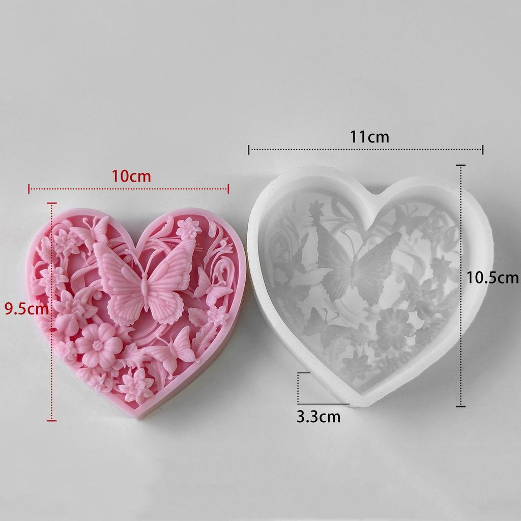Love Butterfly Silicone Mold DIY Heart Shape Valentine's Day Aroma Candle Plaster Ornament Molds Handmade Soap Making Supplies