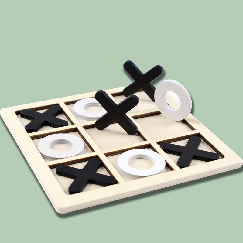 Wooden Tic-Tac-Toe Nine-Grid XO Game: Educational Toy for Children