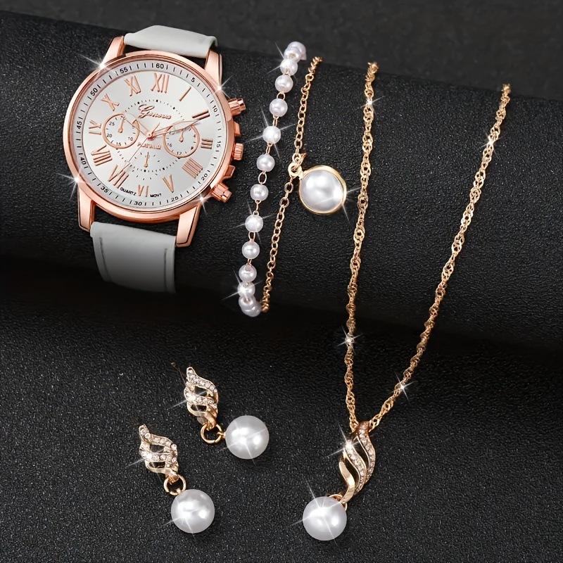 Simple Jewelry Versatile Necklace Bracelet Ring Stud Earring Set Watch Accessories