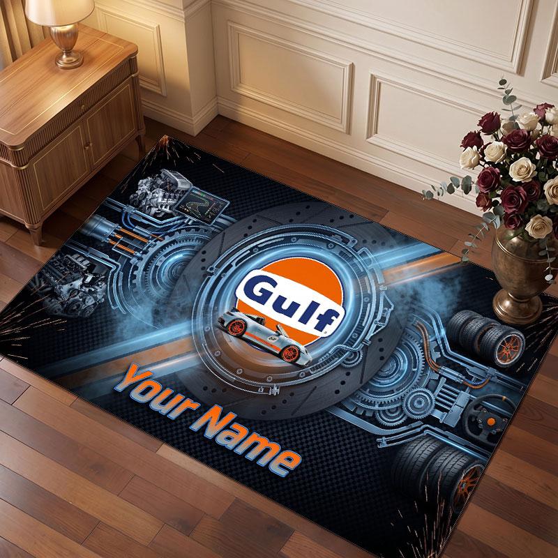 Gulf Personalized Crystal Velvet Carpet, Customized Name Text Soft Anti‑Slip Rug for Living Room Bedroom