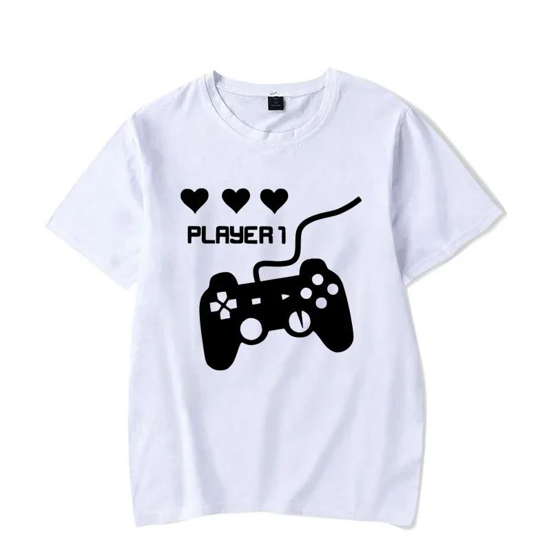 Couple T Shirt Layer 1 and Player 2 Game Graphic Tshirts Harajuku Men Women Tee Shirt Summer Short Sleeve Lovers Couple T-shirt