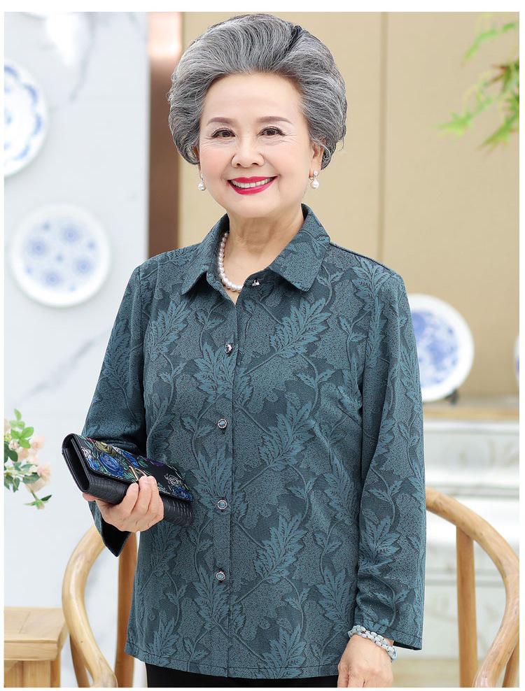 Grandma's Long-Sleeve Spring & Autumn Top for Elderly Women