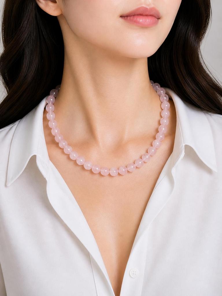 8mm Natural Rose Quartz Gemstone Round Beads Jewelry Handmade Pretty Quartz Beads Necklace 17-20" For Birthday Gift 8BN-67