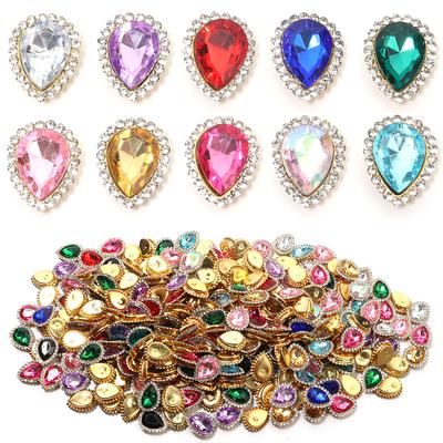 20pcs Waterdrop Shape Sunflower Sewing Claw Rhinestones Crystal Glass Beads Buttons Stones Sew On Rhinestone For Clothes Sewing