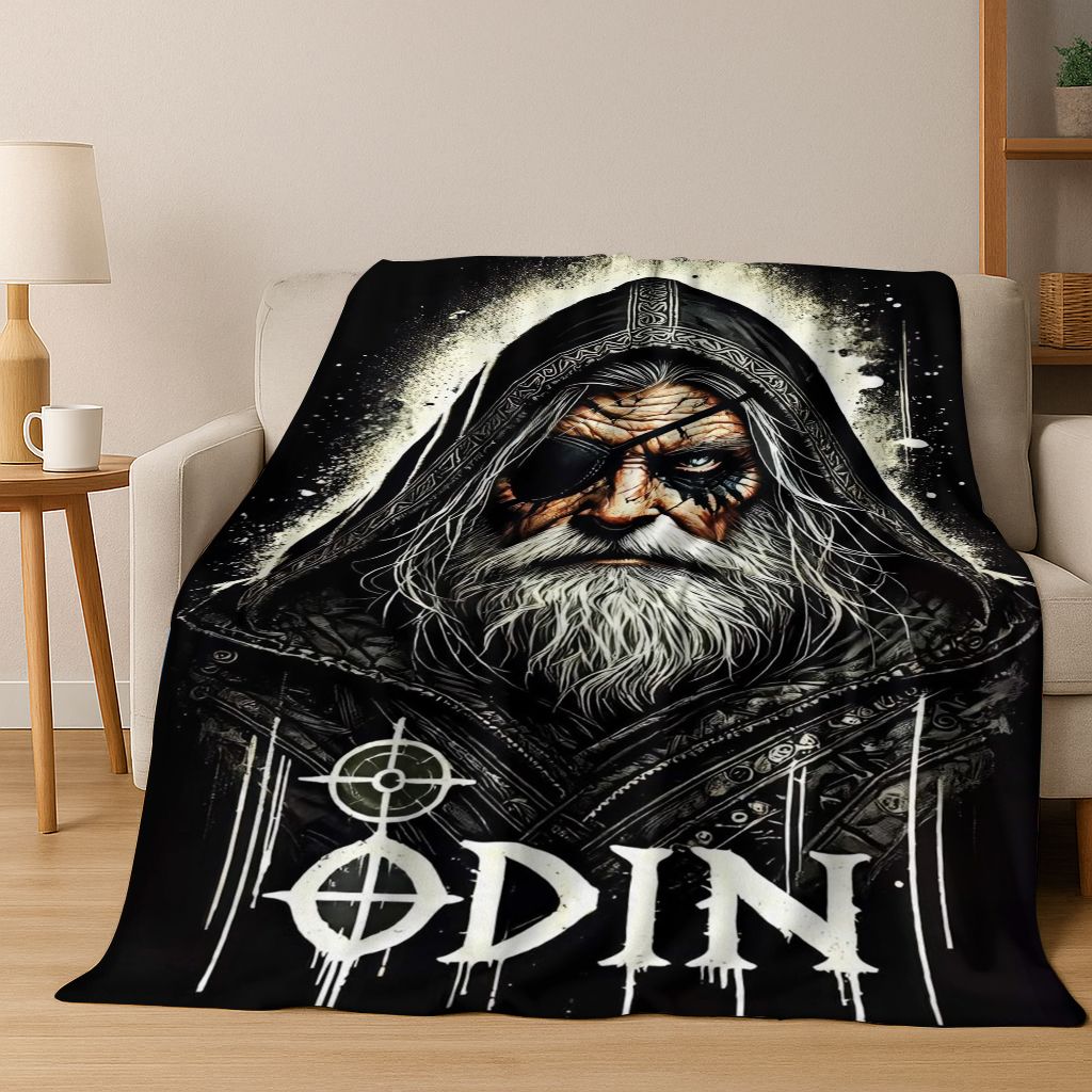 Nordycki Symbol Wojownika Wikingów Valhalla Valknut Runa Koc Flanelowy, Przytulny Miękki Koc Rzutowy do Domu Sypialni Łóżka Pokrowiec na Sofę Prezent
