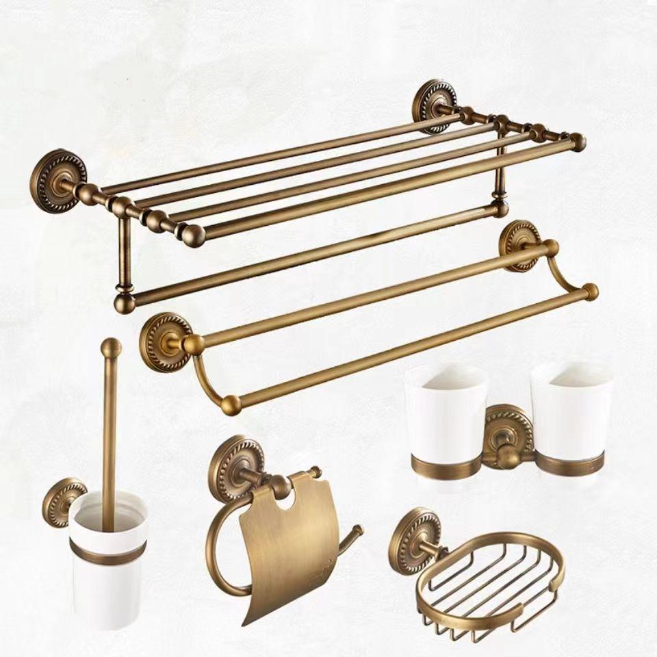 Nordic Copper Antique Twist Towel Rack Set - Bathroom Accessories & Storage