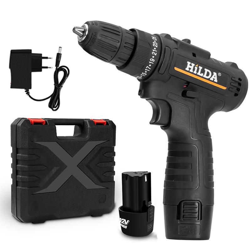 HILDA 12V Cordless Electric Drill & Screwdriver - Lithium Impact Hand Tool for Home