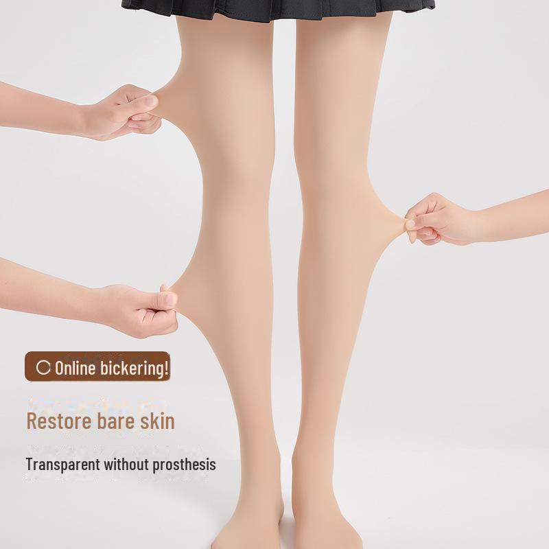 "Women's Nude-Effect Plush Leggings: Single-Layer, Natural Flesh-Colored, Thickened for Autumn and Winter"