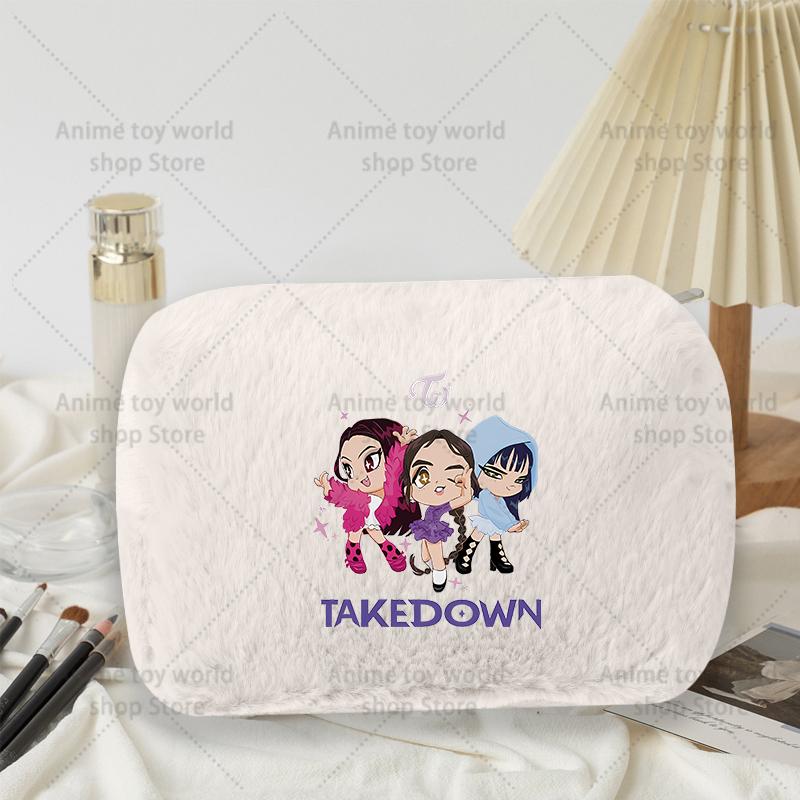 Kpop Demon Hunter Girls Women Plushes Cosmetic Bag New Makeup Bags Ladies Travel Organization Pouch Pink Pencil Case Gift