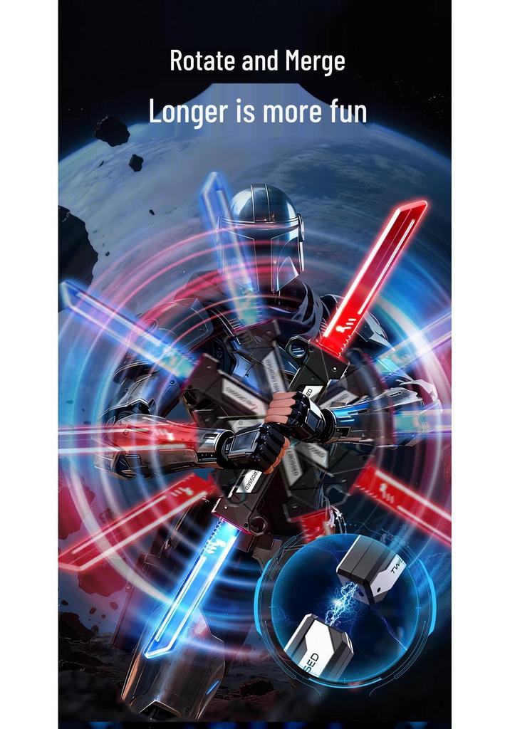 Double-Blade Rotating 2-in-1 Samurai Luminous Laser Sword - Retractable Toy for Creative Boys