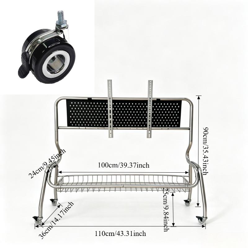 TV Stands Nordic TV Mobile Bracket Living Room Home Modern Simple Floor 32-75 Inch Stainless Steel Hanger with Wheels TV Cabinet