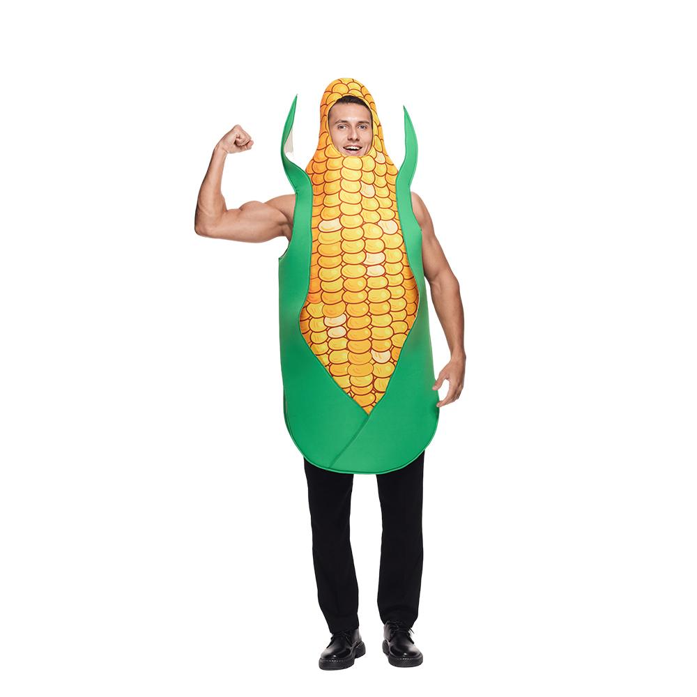 EraSpooky Adult Corn Cob Costume Funny Halloween Vegetable Fancy Dress for Men Women Easter Purim Fancy Dress