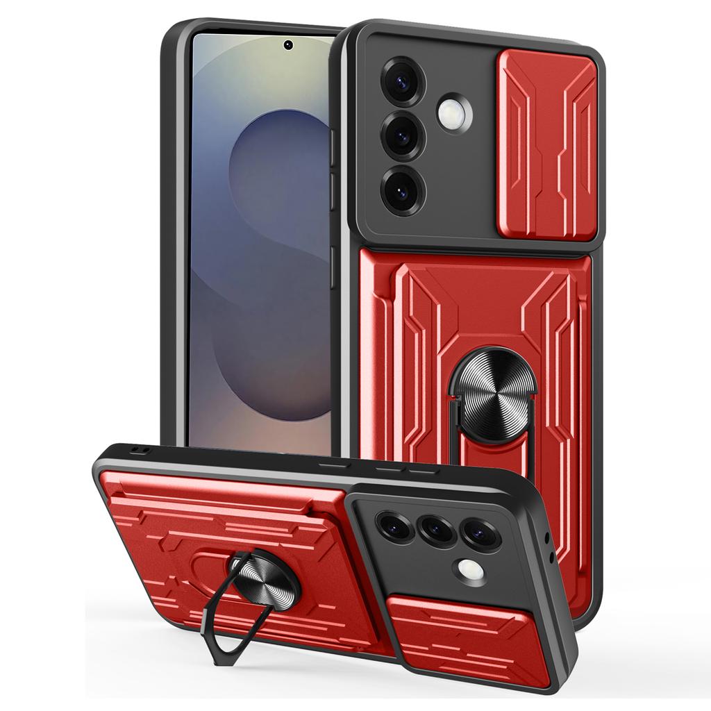 For Samsung Galaxy S25+ Case PC+TPU Kickstand Phone Back Cover with Camera Slider