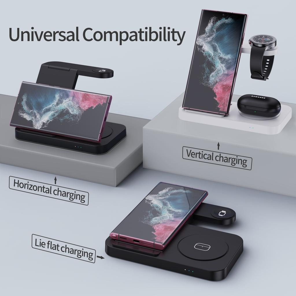 4 In 1 30W Foldable Wireless Charger For iPhone 15 14 13 8 Samsung S20 S21 Samsung Galaxy 6/5/4 Active 3/4 Fast Charging Station