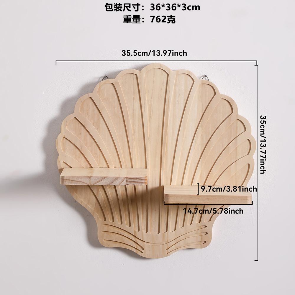 

Bohemian-shaped Shell-shaped, Creative Pine Wood Wall-mounted Flowerpot Storage Rack, Wooden Handicrafts, Home Decoration