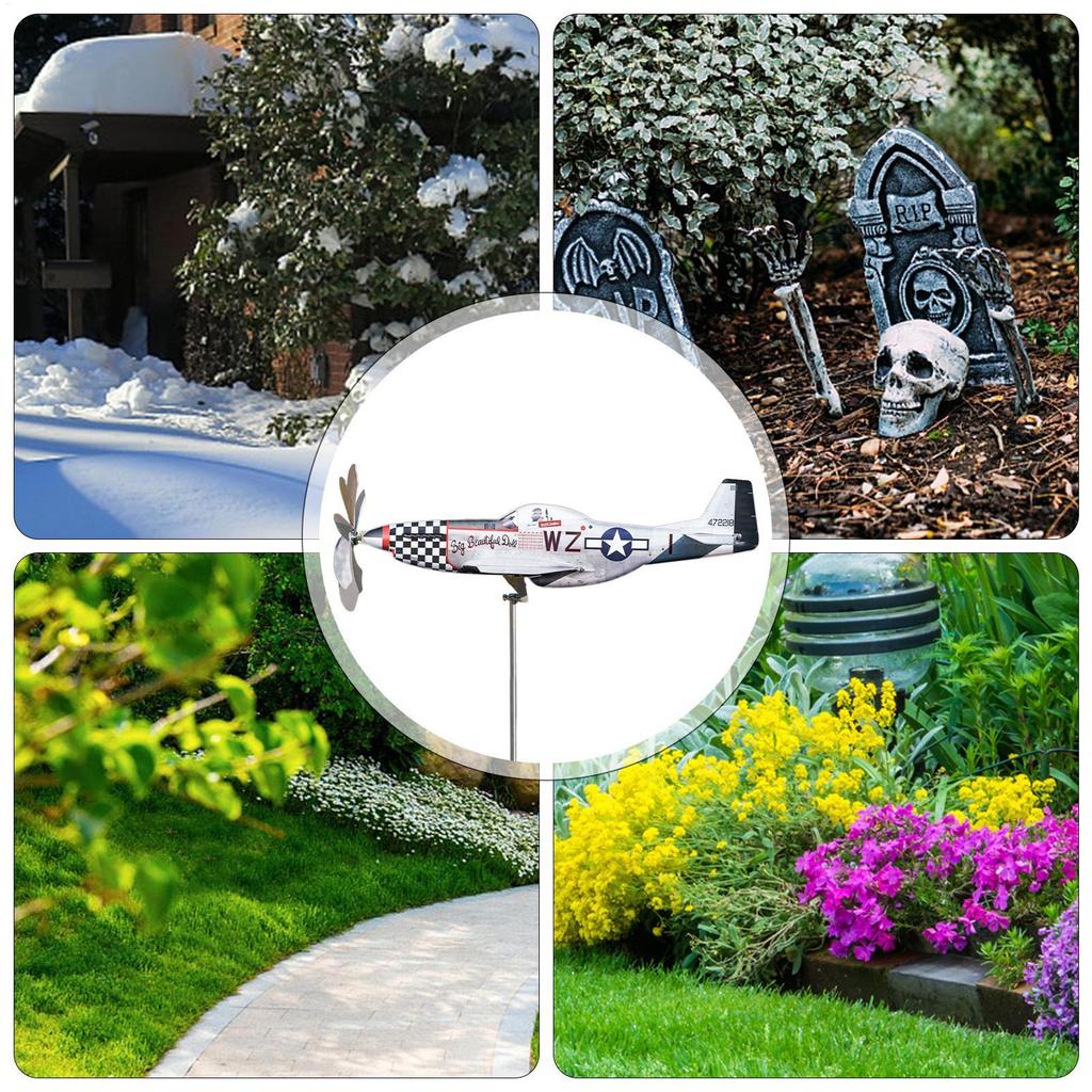 Airplane Wind Spinner Wind Spinners Wind Sculpture Windmill Aircraft Stainless Steel Easy to assemble Weatherproof Wind Powered