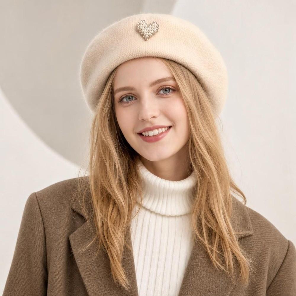 Retro Winter Wool Berets Hat Heart Shape Felt Berets Fashion French Artist Hat Lady