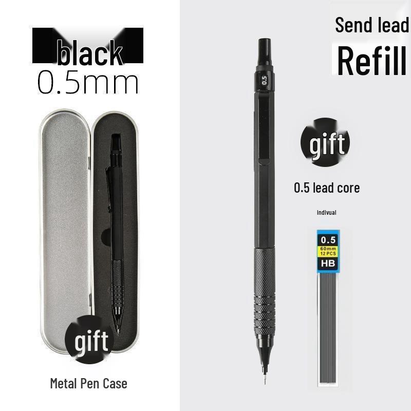 Professional Metal Mechanical Pencil, 0.5/0.7mm, Low Center Gravity, Weighted Feel, Continuous Lead Feed for Drawing & Painting.