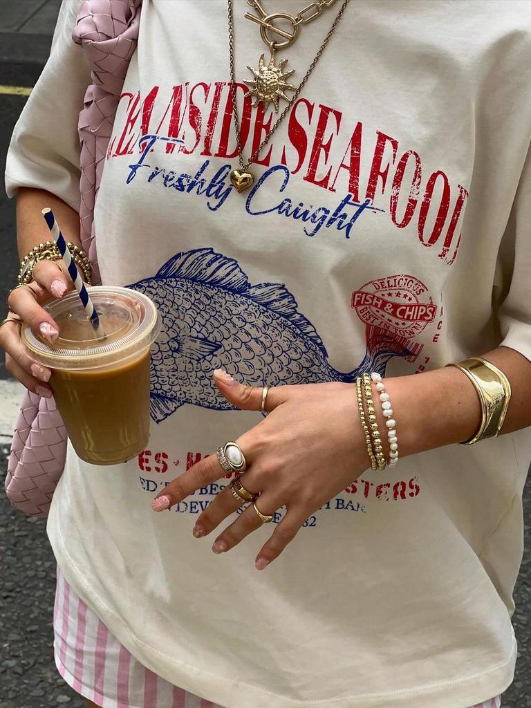 Summer Casual Seafood Print T-Shirt for Men