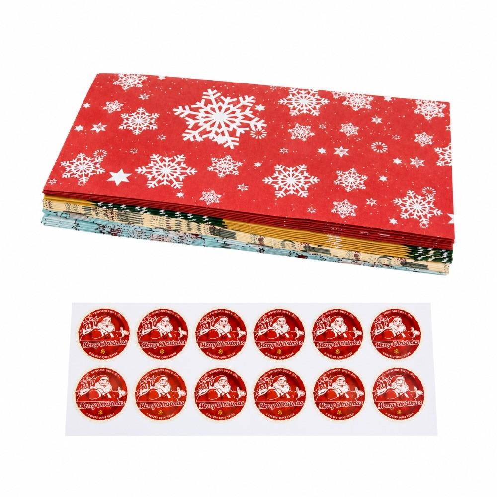 24pcs Gift Wrapping Paper Gift Bags Paper Holiday Goodie Bags Christmas Treat Bags  Holiday