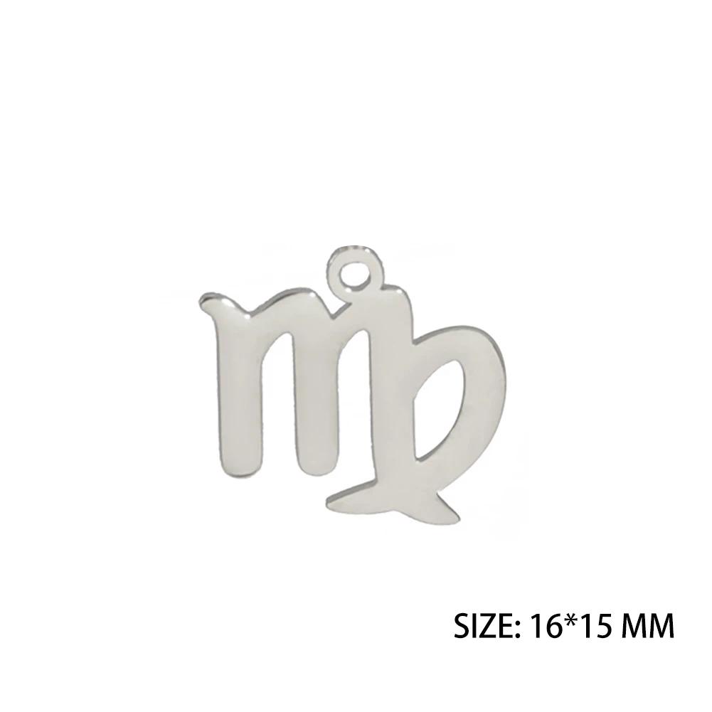 Teamer 12 Stück/Los Tierkreiszeichen Anhänger Edelstahl Horoskop Astrologisches Zeichen Anhänger für Halskette Armband Schmuckherstellung