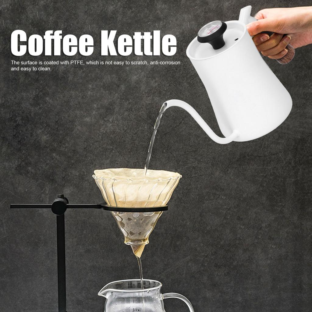 Coffee Pot 650ml Stainless Steel   Narrow Spout Coffee Kettle with Thermometer