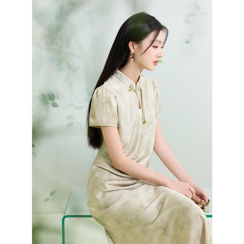 Sancai Time Dream 2025 Summer New Chinese Style A-Line Dress